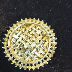 Elegant Gold and Silver Woven Brooch